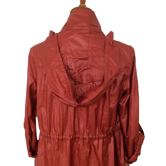 Chico's Red Zippered Utility Jacket Hooded Size 1 (Women's 8-10, Med) NWT - Picture 3 of 8